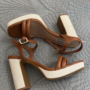 Steve Madden Tan and Cream Heeled Sandals